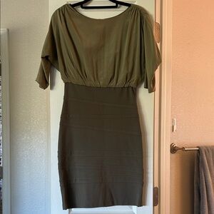 Alice + Olivia Asymmetrical Khaki Dress